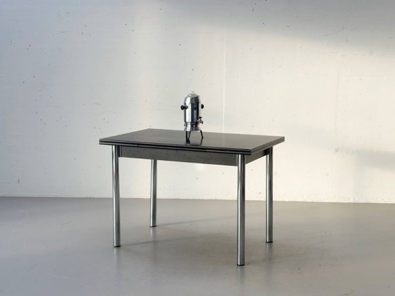 Image 1 of Extendable dining/kitchen table with chrome frame, 1980s