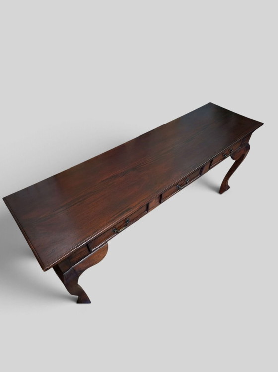 Classic mahogany sidetable, wall table, console, minor non-disruptive lacquer damage, dimensions 180x50cm and (photo 5 of 6)