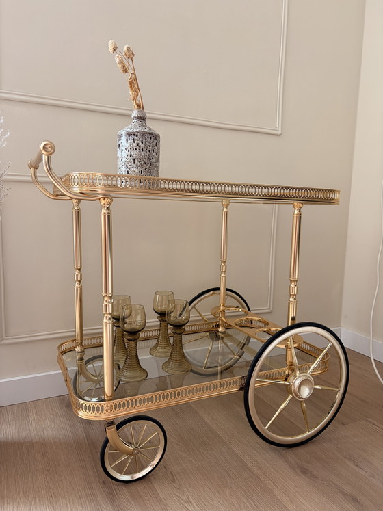 Image 1 of Carrello di servizio vintage placcato oro di Umberto Mascagni