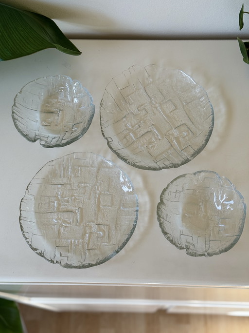 Vintage Sklo Union 'Mesto' set - brutalist Czech glass design by Václav Zajíc 1970s