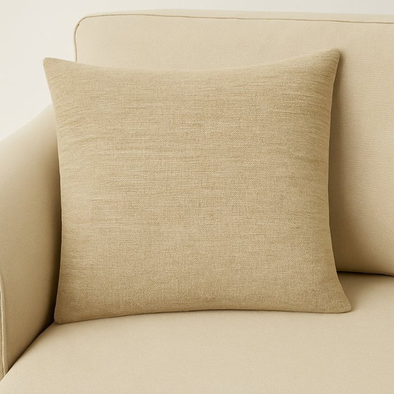 Image 1 of Handmade Beige Wool Cushion Cover 40x40 cm - Egyptian Design - With Zipper - Without Inner Cushion