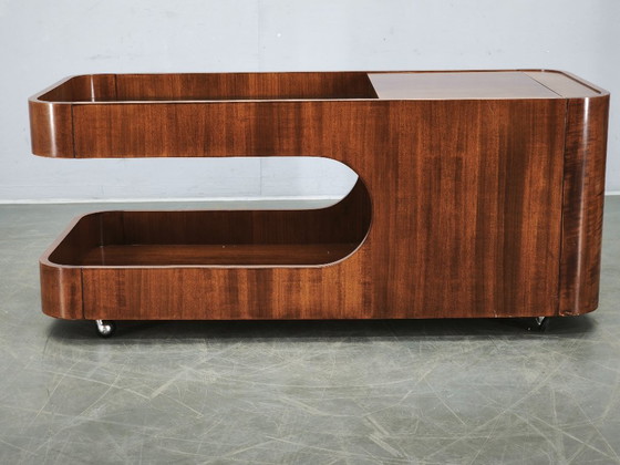 Carrello bar modernista italiano in legno e vetro fumé degli anni '70 – Carrelli bar, Wood (photo 5 of 12)