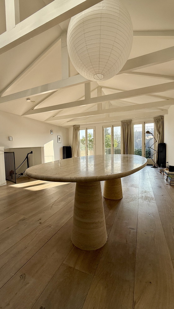 Image 1 of Table de salle à manger en travertin pour l'intérieur et l'extérieur