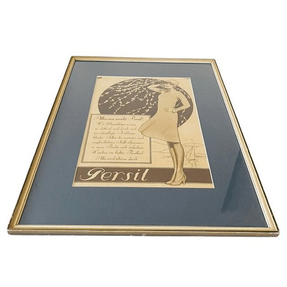 Image 1 of Vintage Art Deco framed Persil advertising advertisement white lady blue passe-partout 1920s