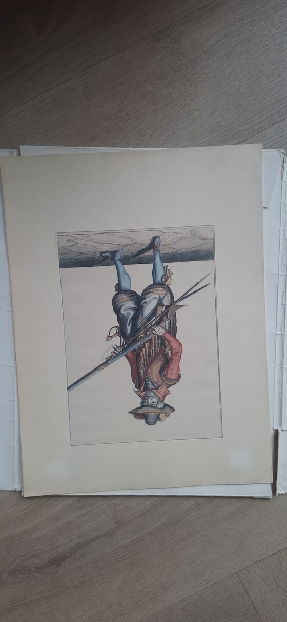 Image 1 of Satz von 4 antiken, handkolorierten Kupferstichen nach Jacob de Gheyn II – Rheinmetall-Edition