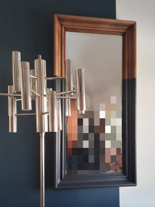 Facettierter Vintage-Holzspiegel