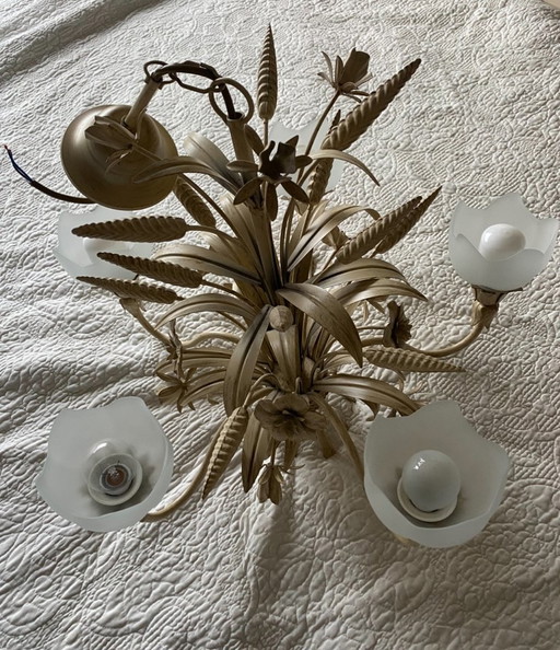 Lustre Coco Chanel style Hollywood Regency, gerbe de blé