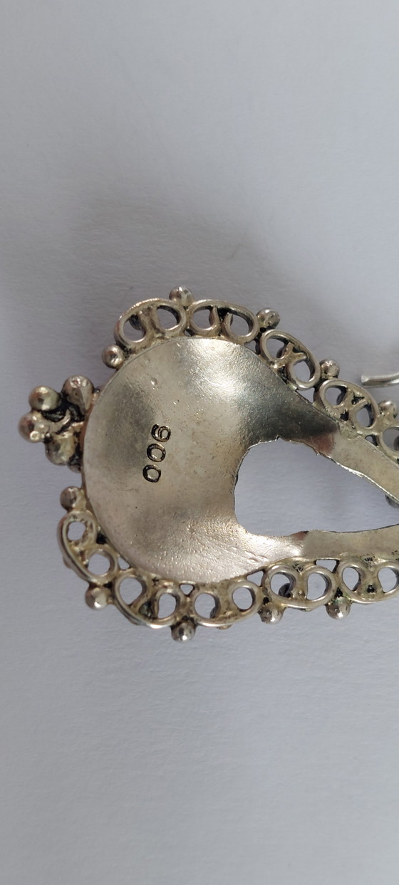 Image 1 of Handmade Vintage Silver Earrings (900 Silver) with Black Stone / Onyx