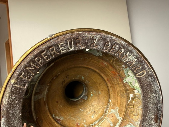 Lampe Belge – Lempereur & Bernard, Tafellampen, Glass, Copper (photo 5 of 7)