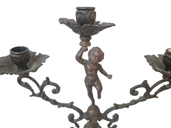 Image 1 of Paar antike Kandelaber aus massiver Bronze – Ende des 19. Jahrhunderts – Stil Ludwigs XV.