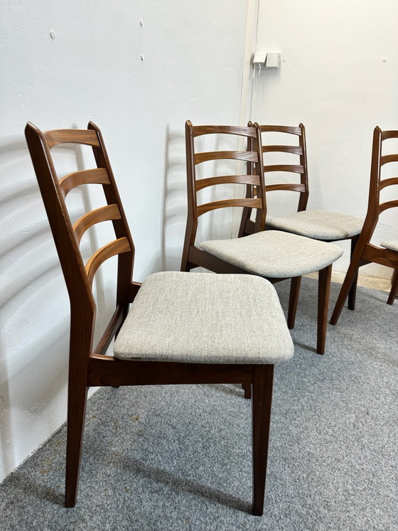 4 Chaises de salle à manger en teck Mid Century Vintage, Bois, Marron (photo 12 sur 14)