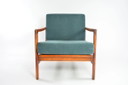 Fauteuil « BZ » de style moderne du milieu du siècle, couleur bleu denim, datant des années 1970.