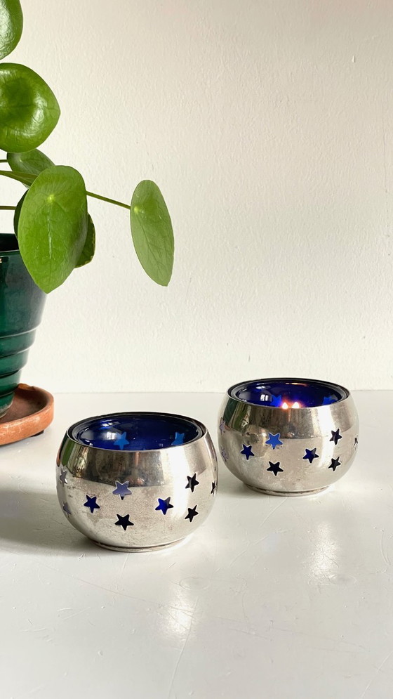 Image 1 of PHOTOPHORES Métal Argenté et Etoiles