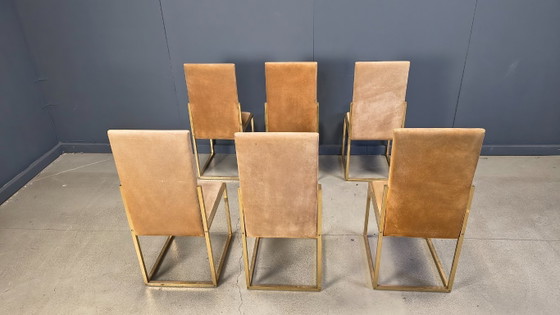 Image 1 of Vintage messing eetkamerstoelen van Belgochrom, set van 6 - jaren 70