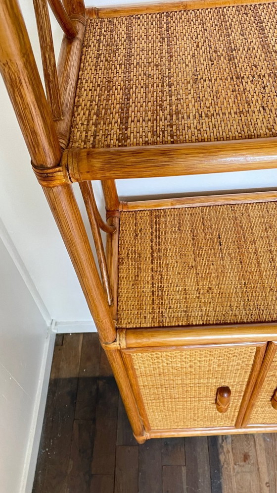 Image 1 of Vintage Wicker and Rattan Shelf