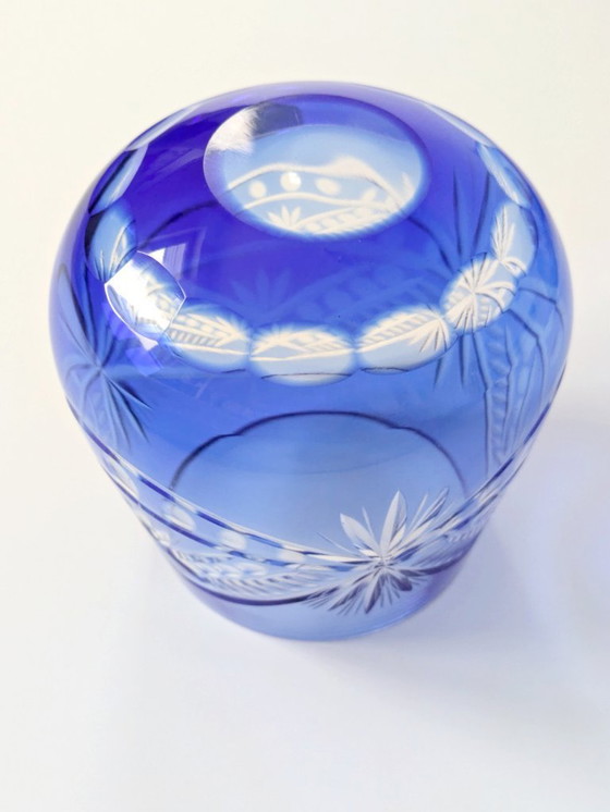 Image 1 of Vintage Cobalt Blue Cut Glass Goblets, Römer Style, Set of 4