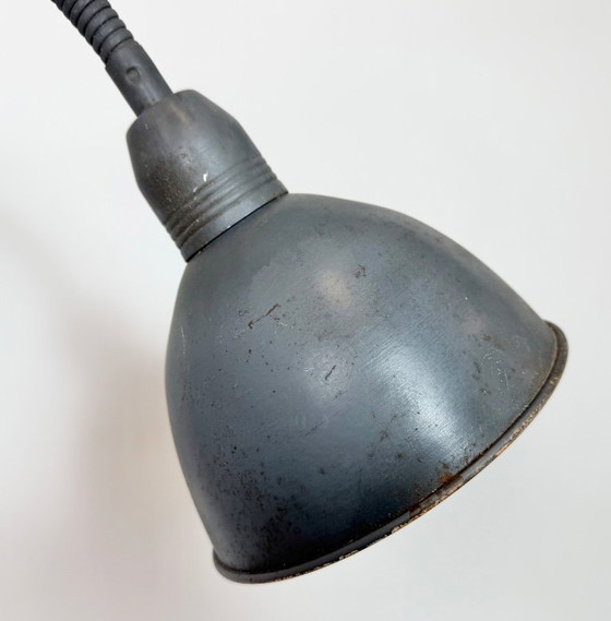 Image 1 of Grijze industriële wandlamp met flexibele arm van Elektroinstala, jaren 60.