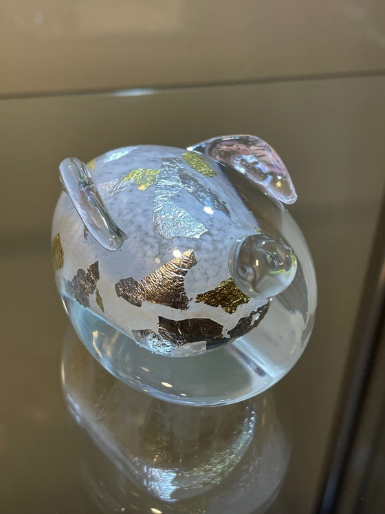 Japanse glazen muis of konijn beeldje met goud- en zilverblad, Decoratieve objecten, Transparant (foto 7 van 14)