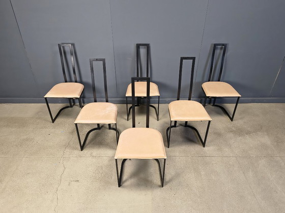 Image 1 of Gastone Rinaldi postmoderne Esszimmerstühle für Thema Italy, 1980er Jahre – 6er-Set