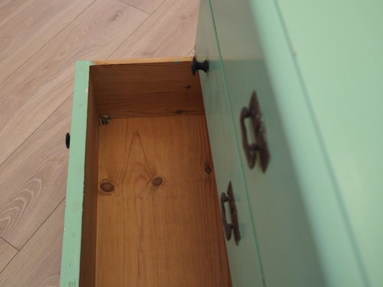Solid pine chest of drawers painted green, three drawers, Denmark 1950s – Wood (photo 14 of 16)