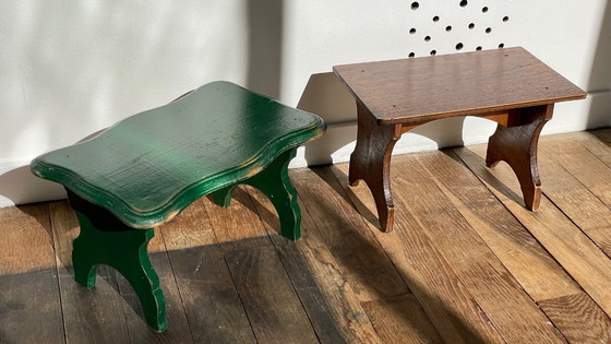 Image 1 of 2 mini Vintage WOODEN TABOURETS