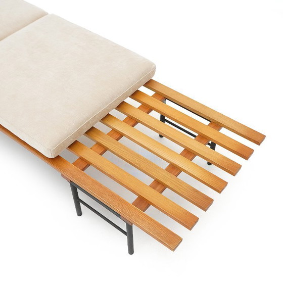 Image 1 of Panca con doghe in legno e cuscini, anni '60