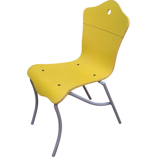 Set of 8 vintage Cergy chairs in golden yellow by Kristian Gavoille for Cartier, 1996