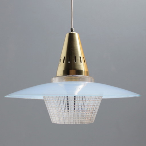 Pendentif en laiton et verre bleu