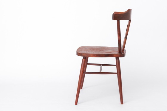 Image 1 of Sedia in legno vintage anni '60 | Drevounia Cecoslovacchia | Sedia da pranzo in faggio tornito restaurata