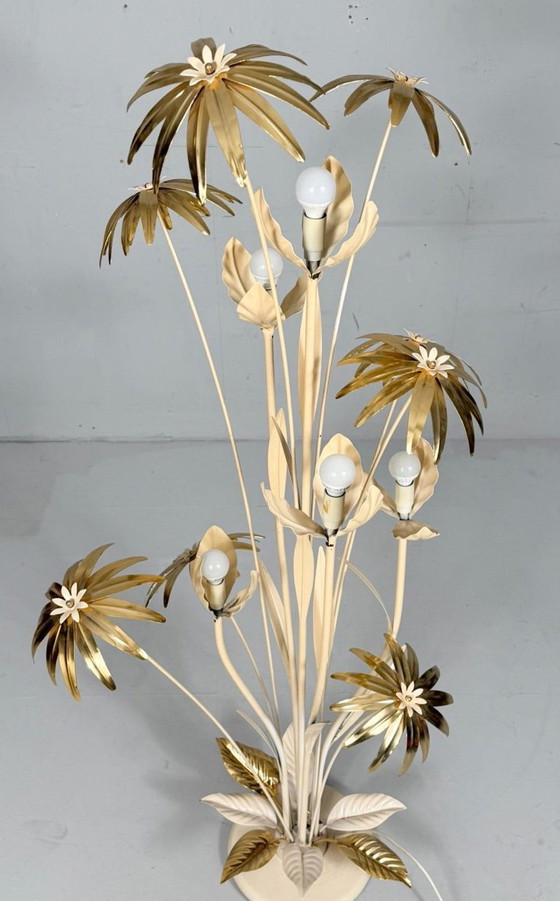 Image 1 of Lámpara de pie floral, estilo Hollywood Regency, años 70