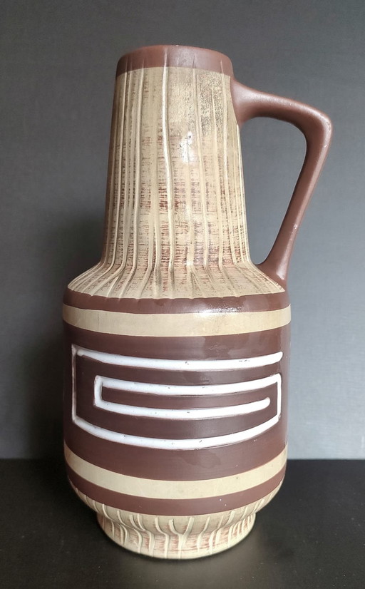 Mid-Century Modern Sawa Keramik Vaas met Handvat – West-Duits Aardewerk (Jaren '50/'60)