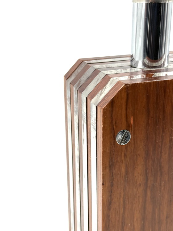 Image 1 of Lámpara de mesa estilo Hollywood Regency, base de madera y lucita, Italia, década de 1970