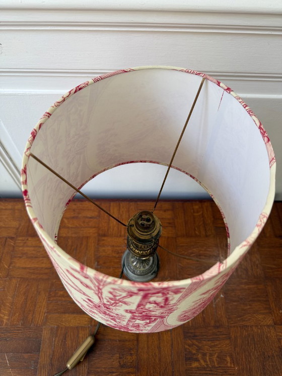 Image 1 of Empire style lamp with toile de jouy lampshade