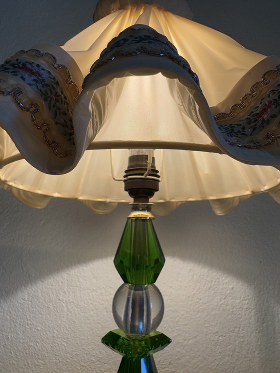 Image 1 of Art Deco emerald crystal lamp