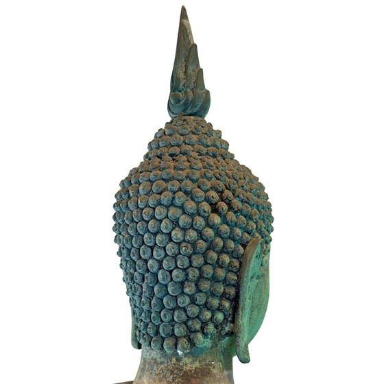 Monumental Thai Bronze Buddha – Sukhothai Style – Dated 1961 – 190 cm – Sculpture (photo 10 of 20)