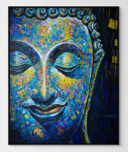 Unique hand-painted Buddha painting “Ocean of Calm” – Seksak Jaichumchen – 100×120 cm