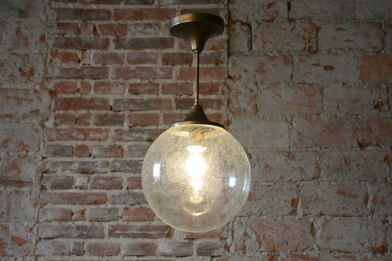 Restored Mid-Century Chandelier, Brass, Glass, New Electrification, Czech, 1960s, Gold, Mid Century Modern (photo 8 of 9)