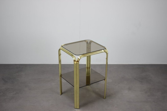 Image 1 of Theetafel van Mid Century messing en gerookt glas, 1970, Duitsland