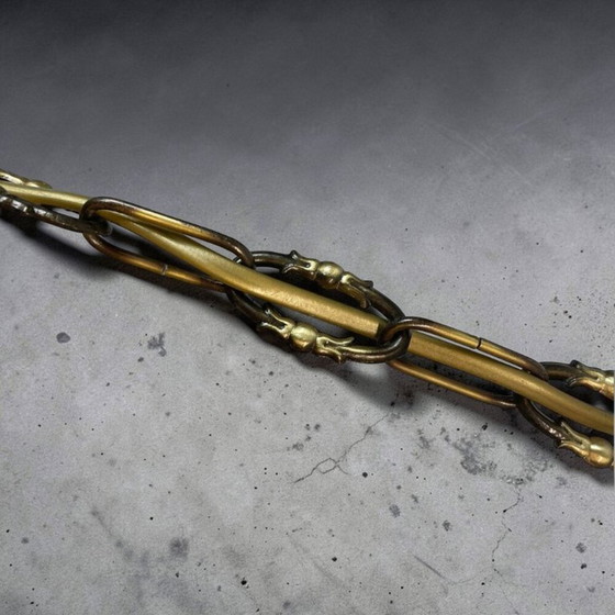 Image 1 of Grand lustre suspendu de style Régence en verre rouge