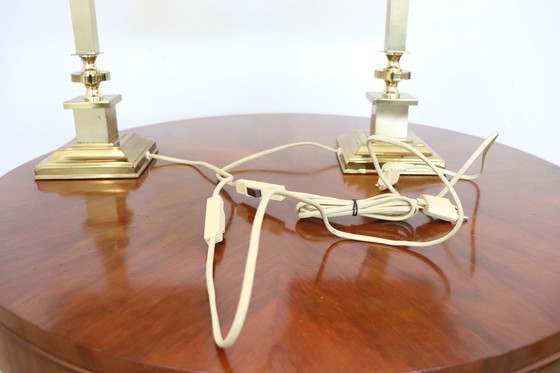 Image 1 of Golden Bedside Table Lamps, Italy 1970s, Set of 2