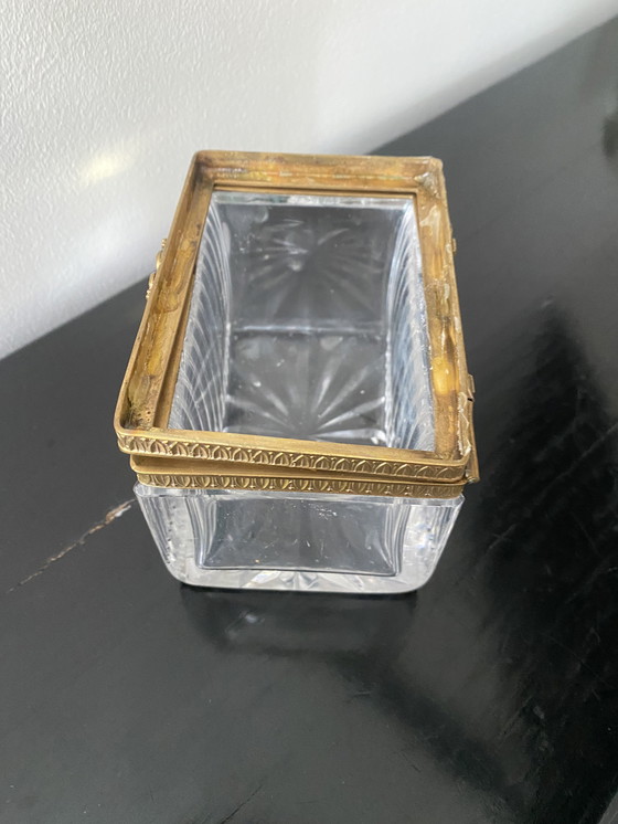 Image 1 of Jewelry box base in 19th century Baccarat cut crystal and Charles X bronze