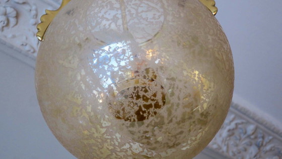 Image 1 of Doria Leuchten Frosted Glass and Brass Globe Pendant Light, 1970s
