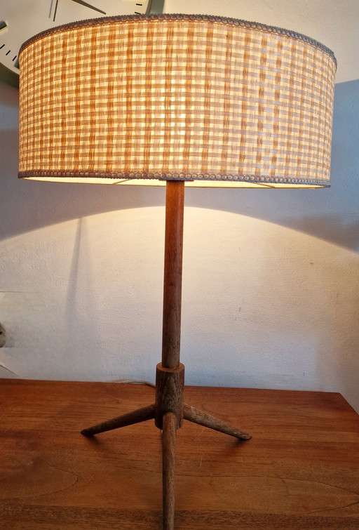 Vintage Teakwood Table Lamp Tripod Denmark.