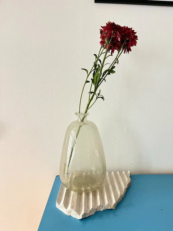 Image 1 of Vintage Bubble Glass Vase – Mid-Century Modern Artisan Hand-Blown Design