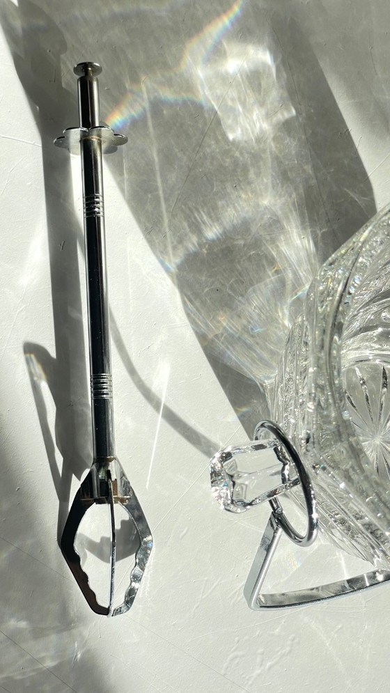 Image 1 of SEAU à Glace Cristal Ciselé et PINCE Vintage