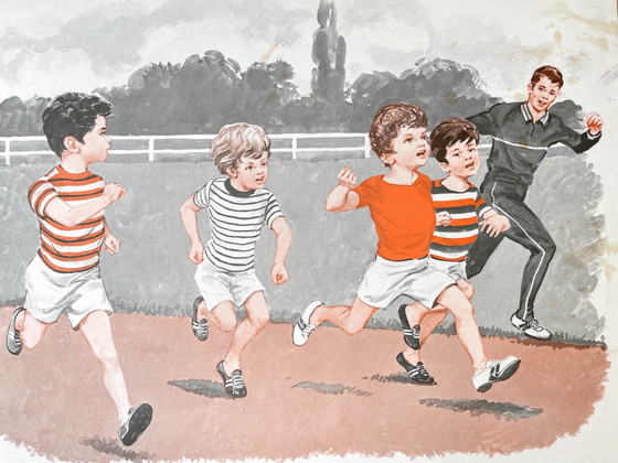 Vintage French MDI school poster, 1970: Dog, cat / School run – Art Prints (photo 9 of 13)
