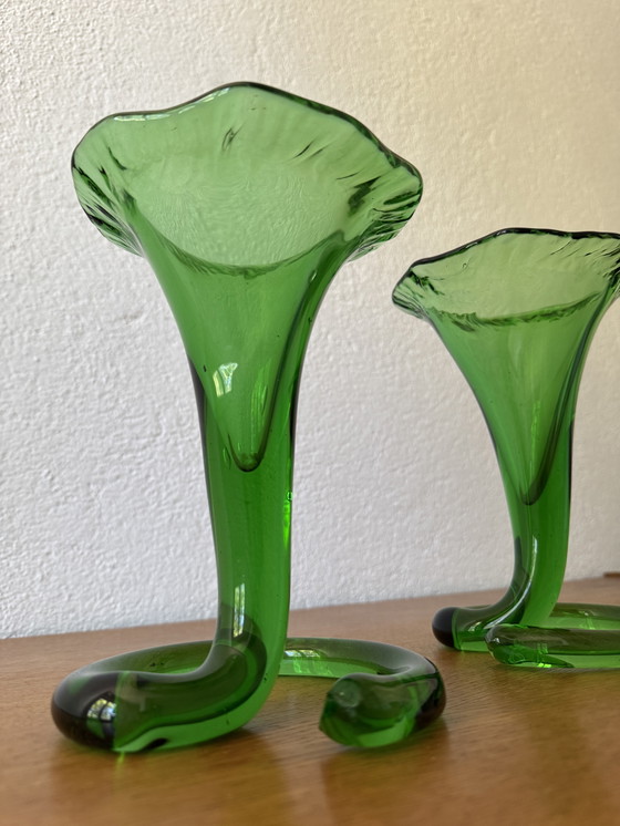 Image 1 of Vases cornet verre soufflé années 60