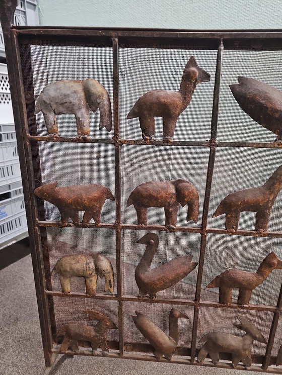 Image 1 of Wrought iron animal fire screen