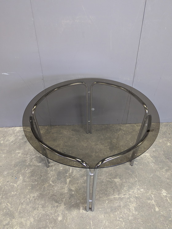 Image 1 of Vintage dining table chrome/ smoked glass