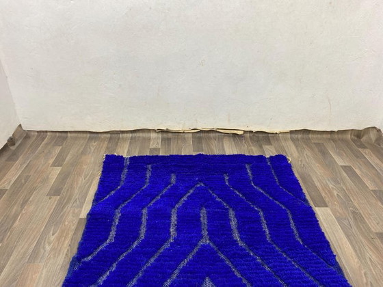 Tapis en laine naturelle bleu Marocain sur mesure traditionnelle taille 150/250 cm – Alberto Bazzani, Wool (photo 4 of 6)